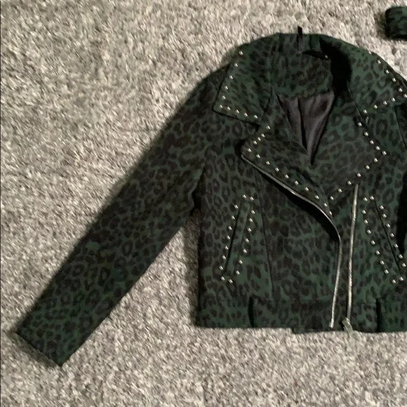Nasty Gal Leopard Moto Jacket with Studs - Picture 3 of 16